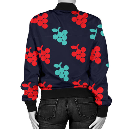 Grape Pattern Print Design GP07 Women Bomber Jacket
