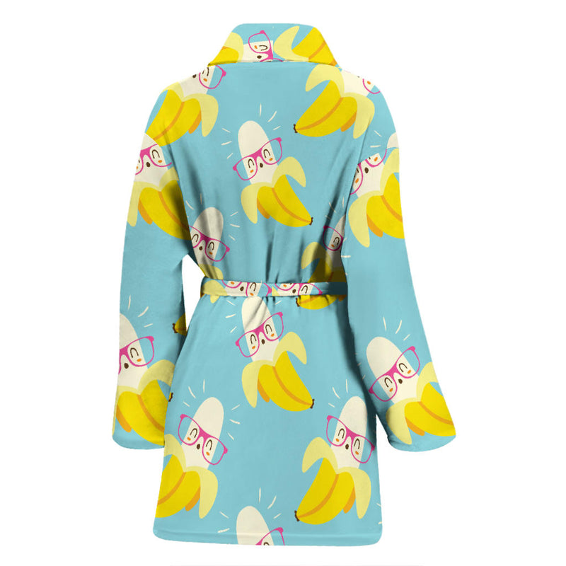 Banana Pattern Print Design BA07 Women Bathrobe