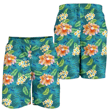 Plumeria Tropical Flower Design Print Mens Shorts