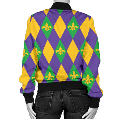 Mardi Gras Pattern Print Design 05 Women's Bomber Jacket