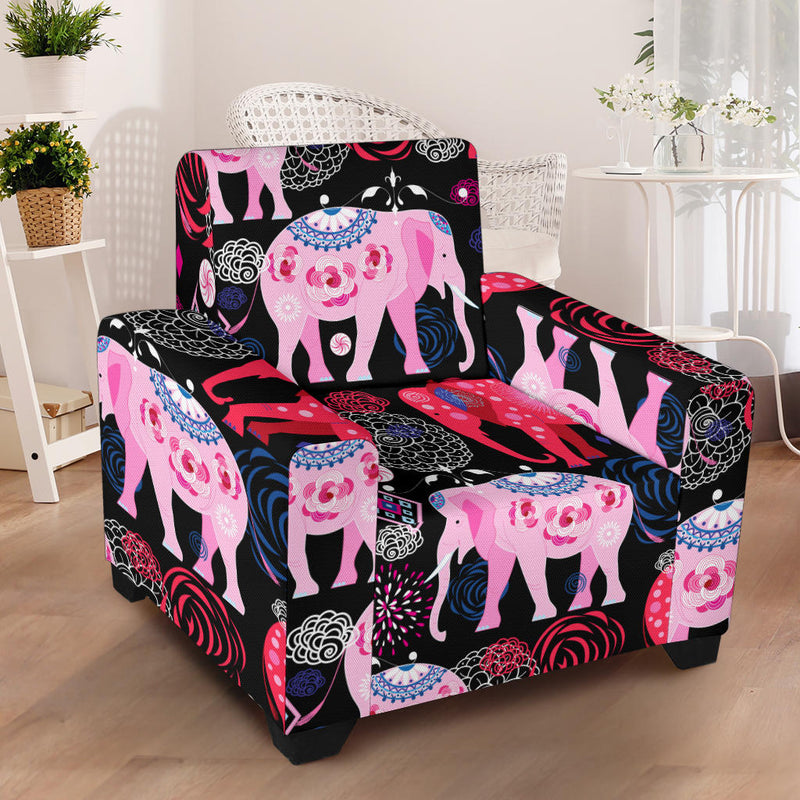 Pink Elephant Pattern Armchair Slipcover