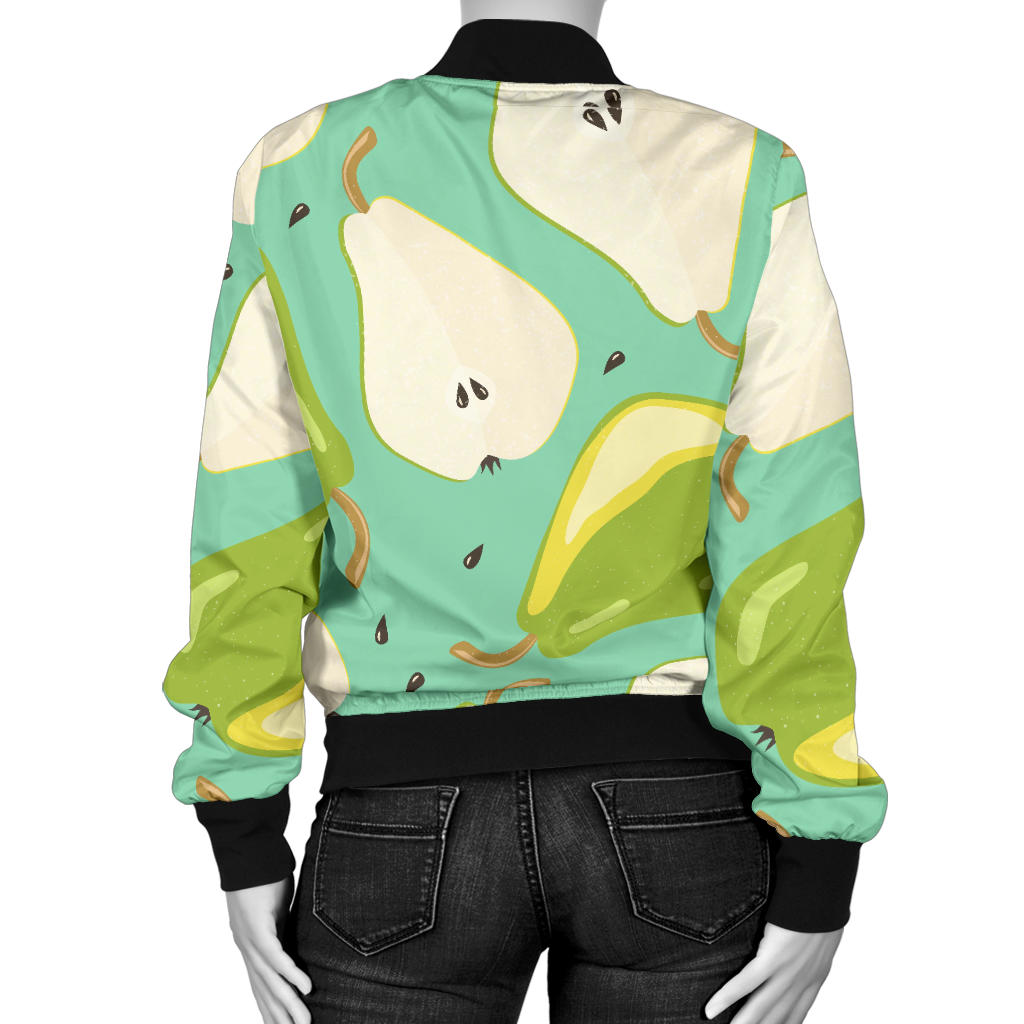 Pear Pattern Print Design PE04 Women Bomber Jacket