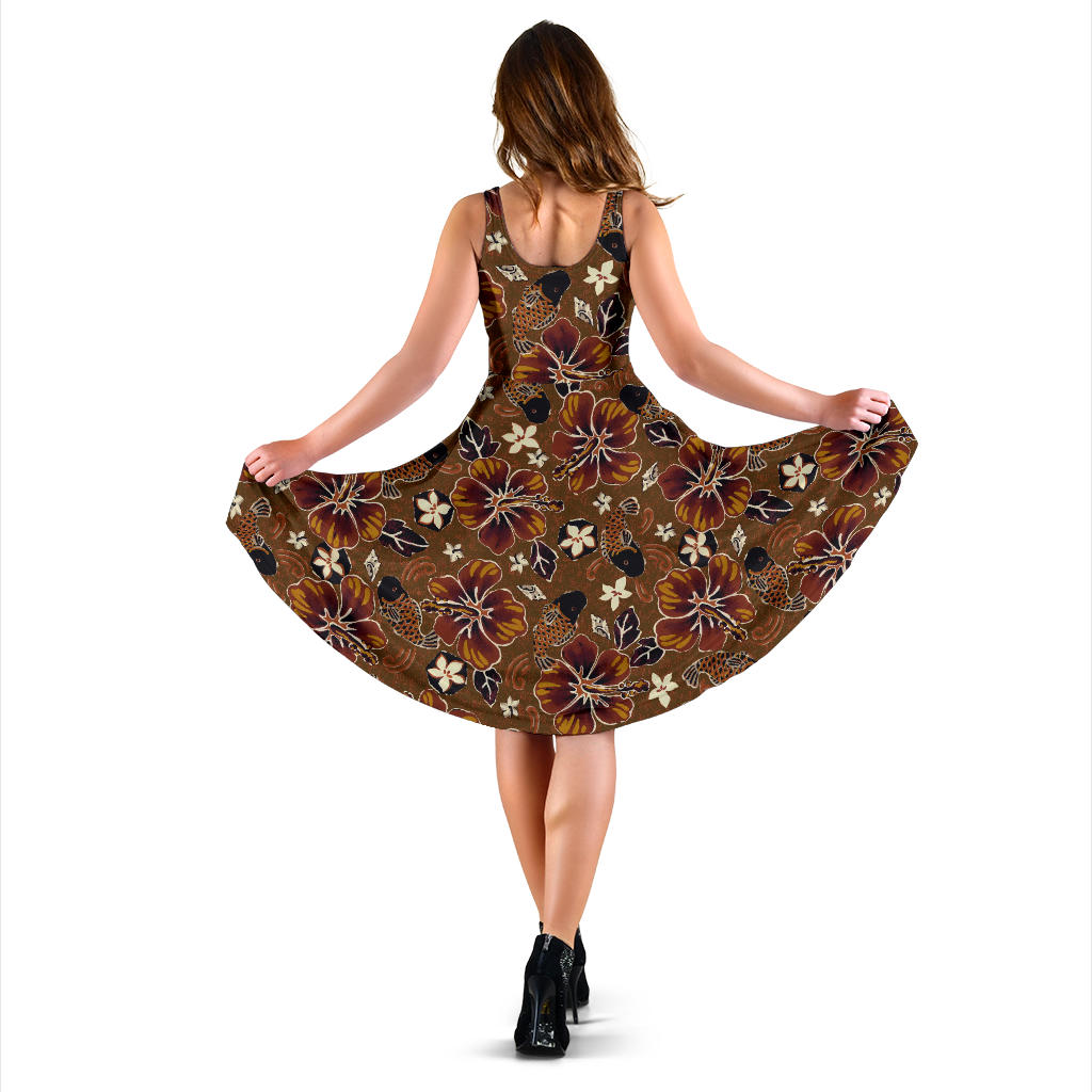 Hawaiian Themed Pattern Print Design H01 Midi Dress