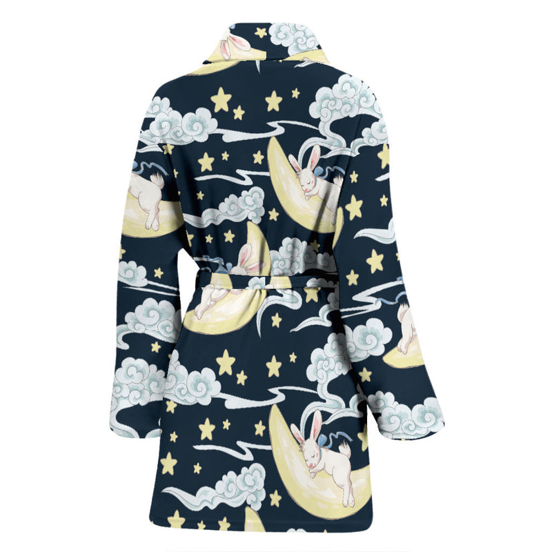 Rabbit Sleeping Pattern Print Design RB08 Women Bathrobe