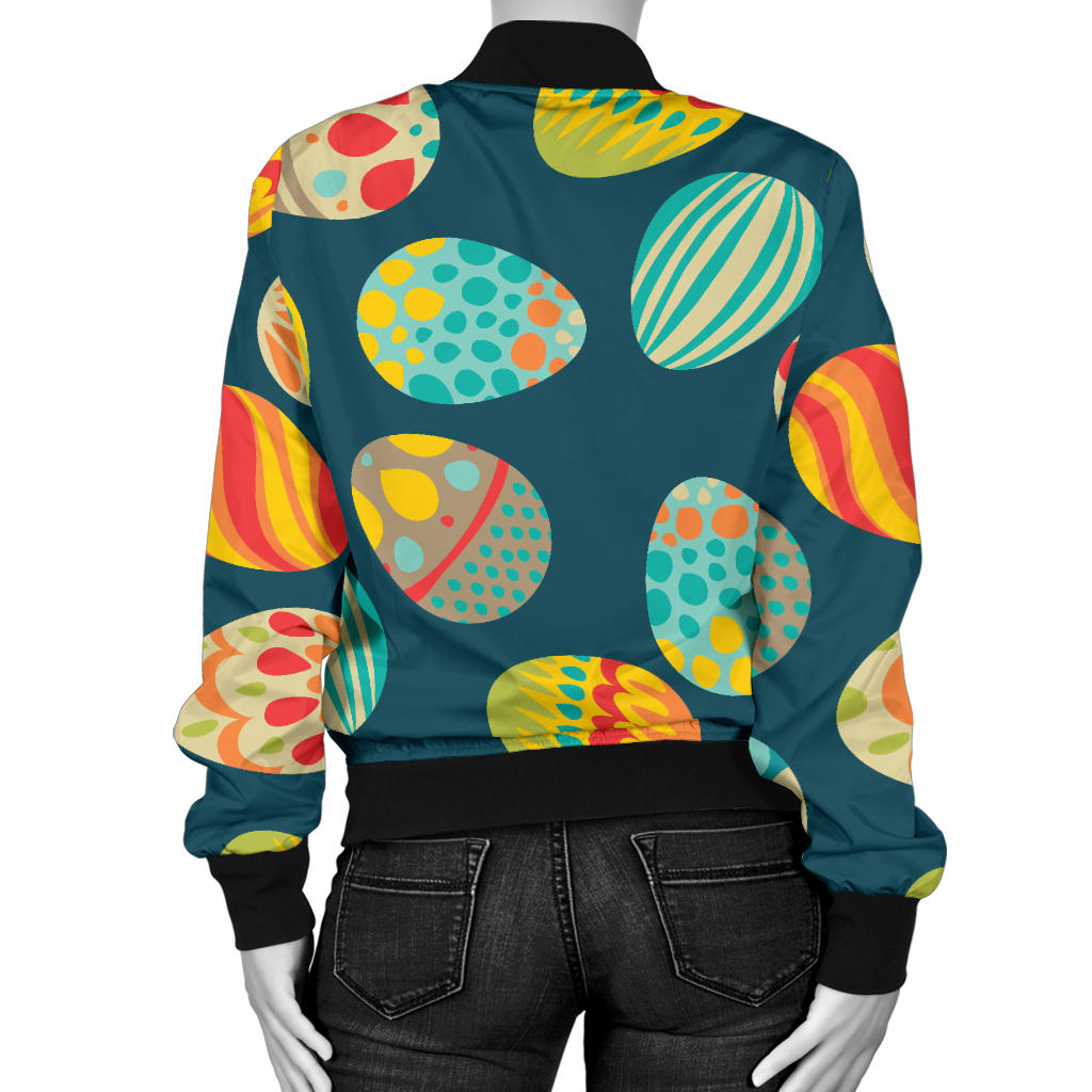 Easter Eggs Pattern Print Design RB09 Women Bomber Jacket