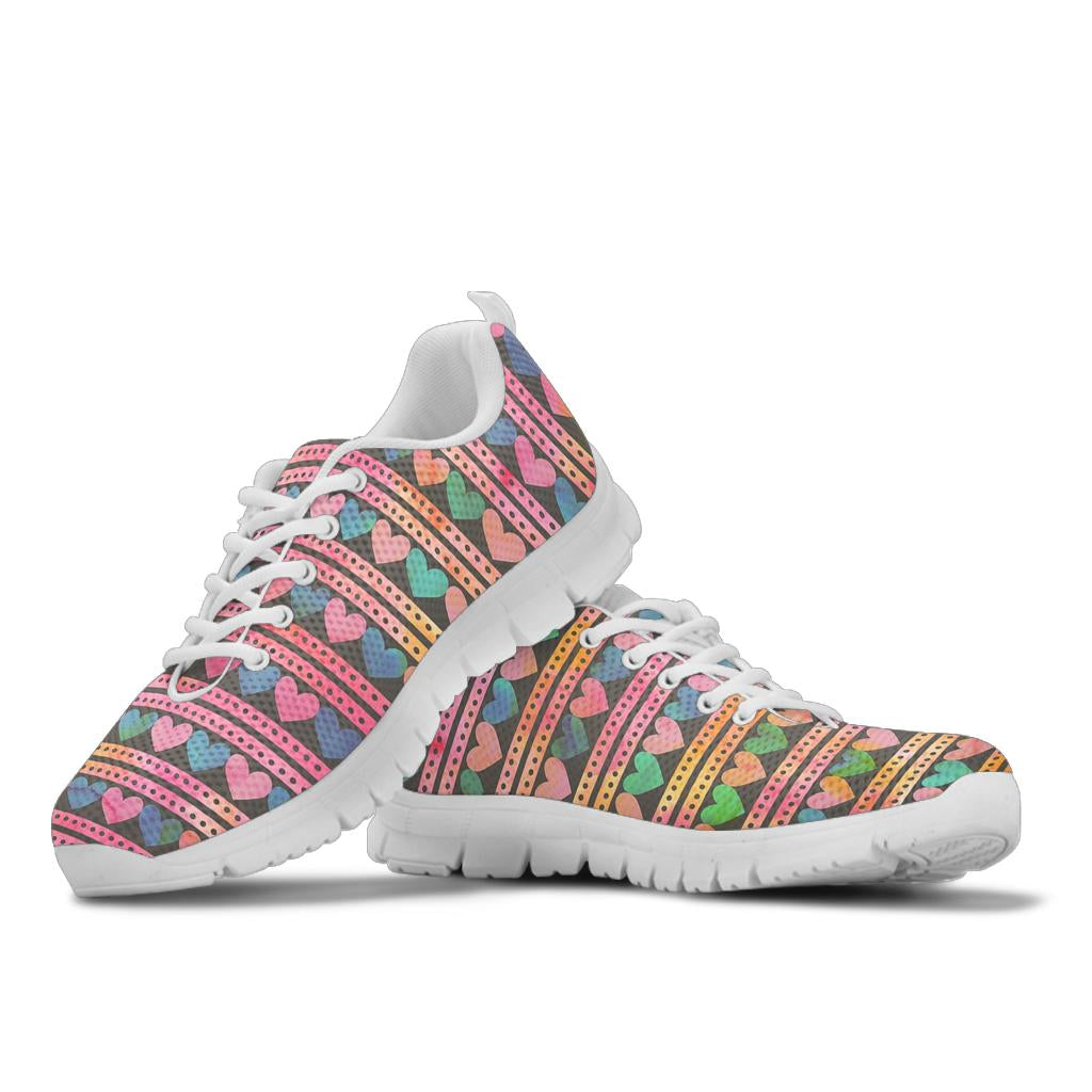 Heart Pattern Print Design HE010 Sneakers White Bottom Shoes