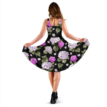 Hydrangea Pattern Print Design HD011 Midi Dress