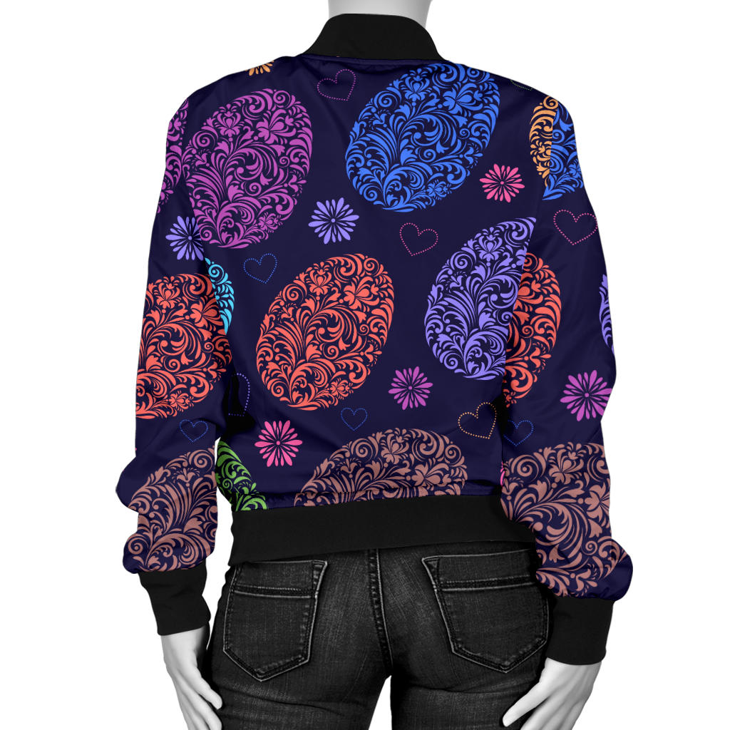 Easter Eggs Pattern Print Design RB012 Women Bomber Jacket