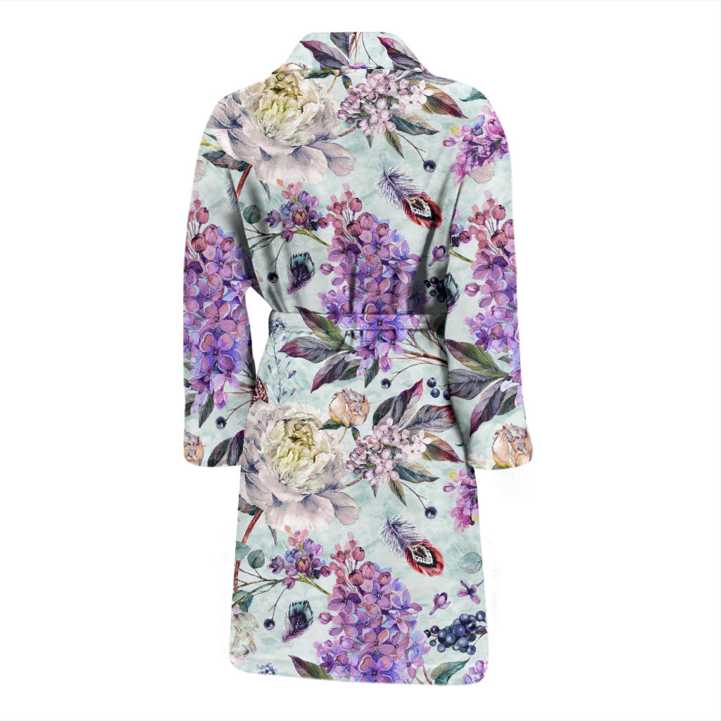 Lilac Pattern Print Design LI06 Men Bathrobe