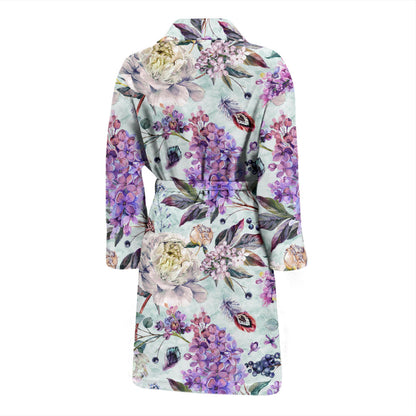Lilac Pattern Print Design LI06 Men Bathrobe