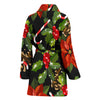 Poinsettia Pattern Print Design POT01 Women Bathrobe