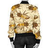 Bee Pattern Print Design BEE05 Women Bomber Jacket