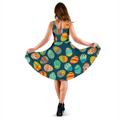 Easter Eggs Pattern Print Design RB09 Midi Dress