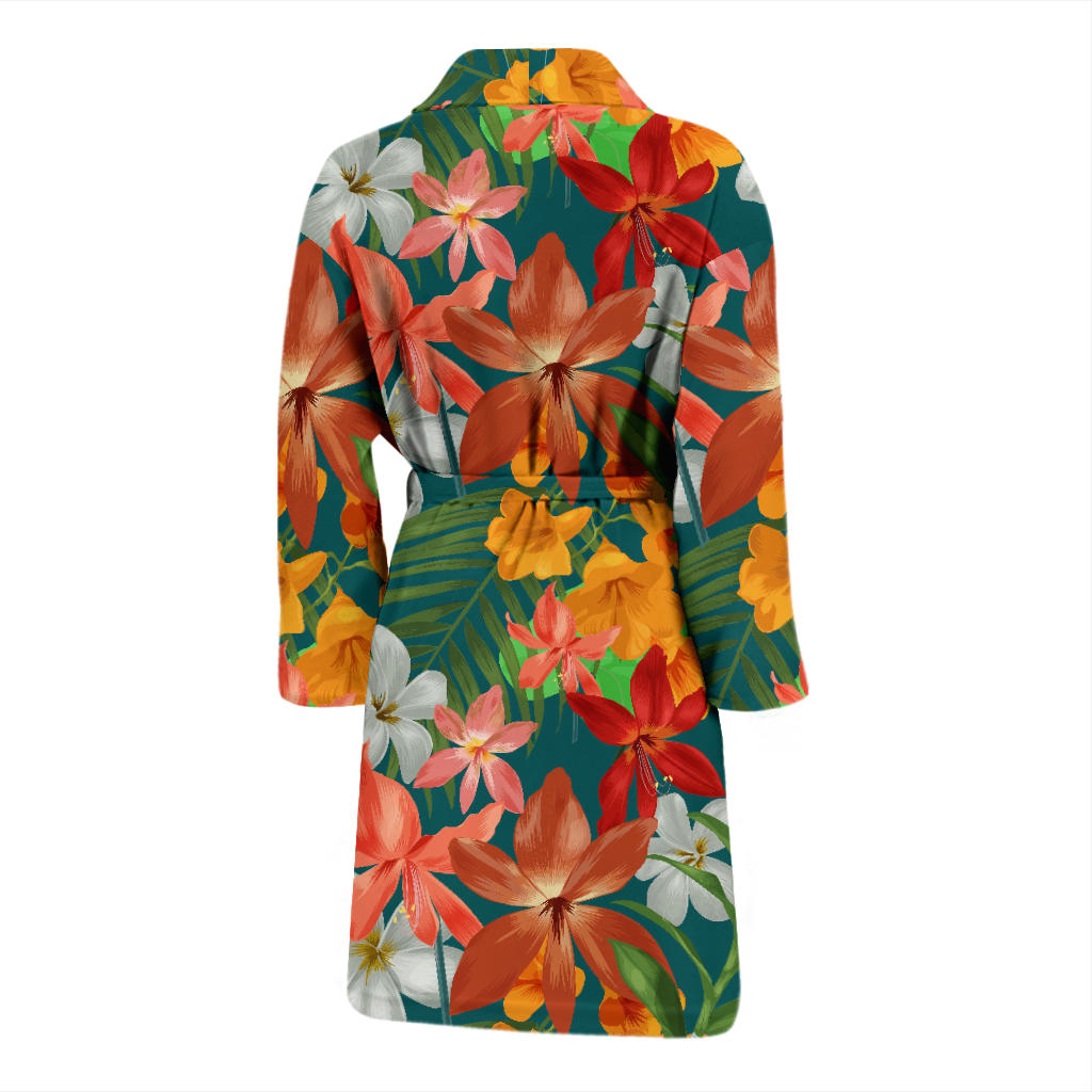 Amaryllis Pattern Print Design AL06 Men Bathrobe