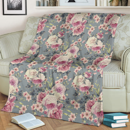 Peony Pattern Print Design PE05 Fleece Blanket