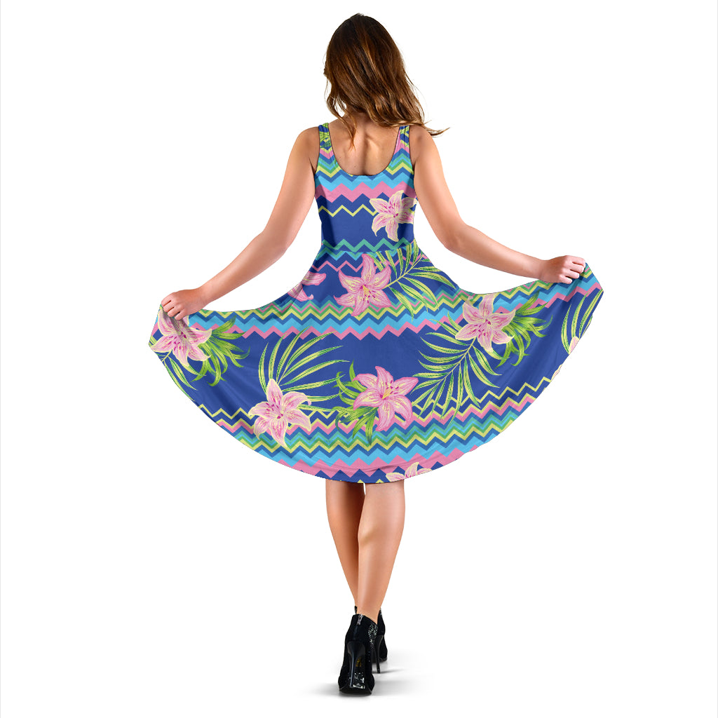 Lily Pattern Print Design LY015 Midi Dress