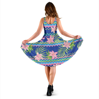 Lily Pattern Print Design LY015 Midi Dress