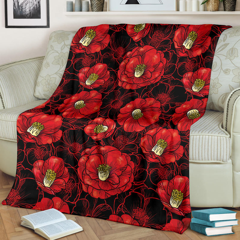 Camellia Pattern Print Design CM06 Fleece Blanket