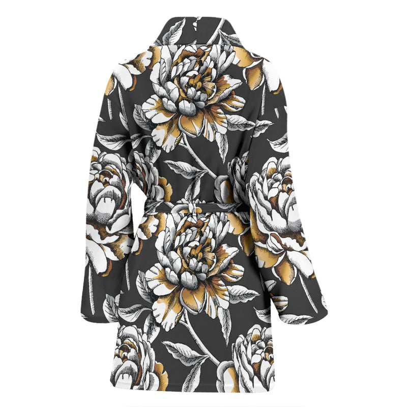 Peony Pattern Print Design PE06 Women Bathrobe