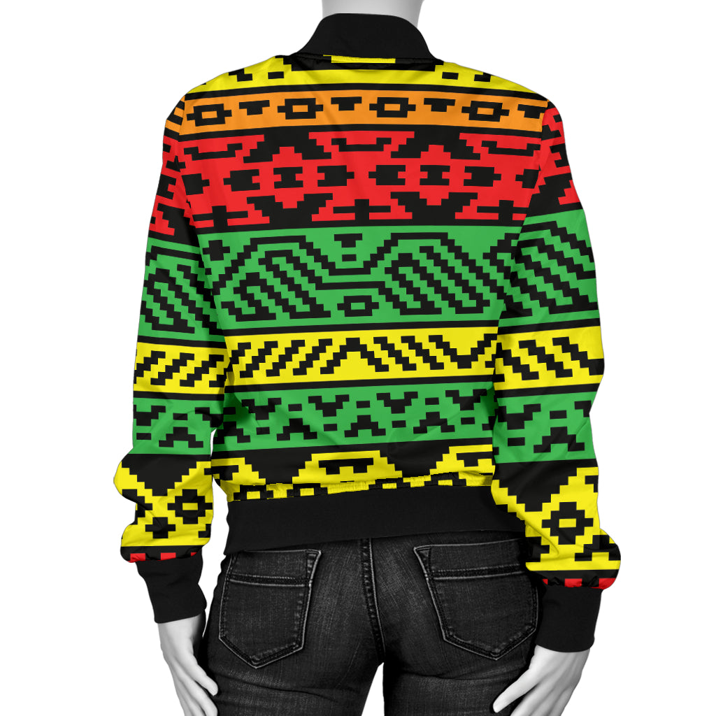 Rastafarian Pattern Print Design A02 Women's Bomber Jacket
