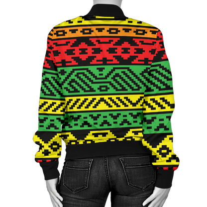 Rastafarian Pattern Print Design A02 Women's Bomber Jacket
