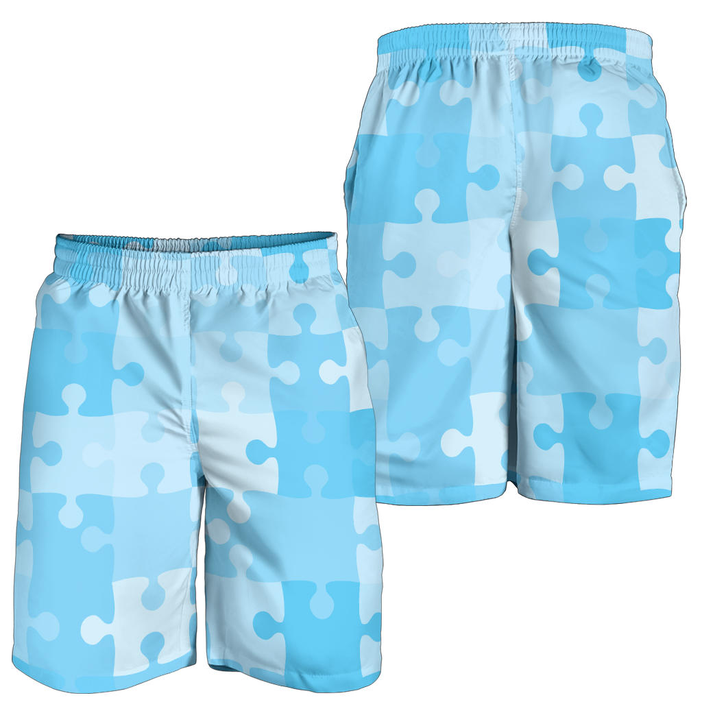 Puzzle Blue Pattern Print Design A04 Mens Shorts