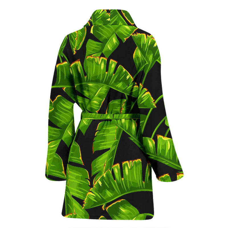 Banana Leaf Pattern Print Design BL06 Women Bathrobe