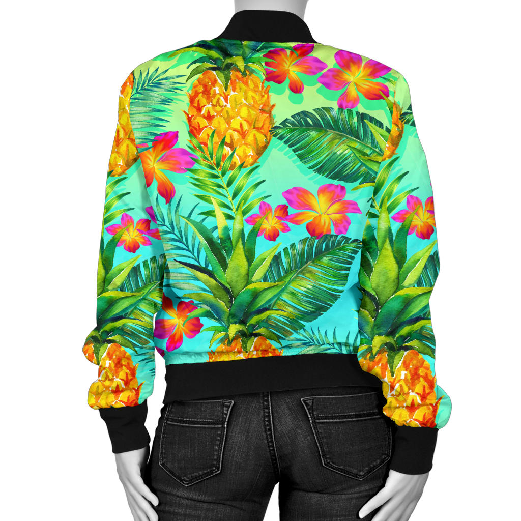 Pineapple Pattern Print Design PP010 Women Bomber Jacket