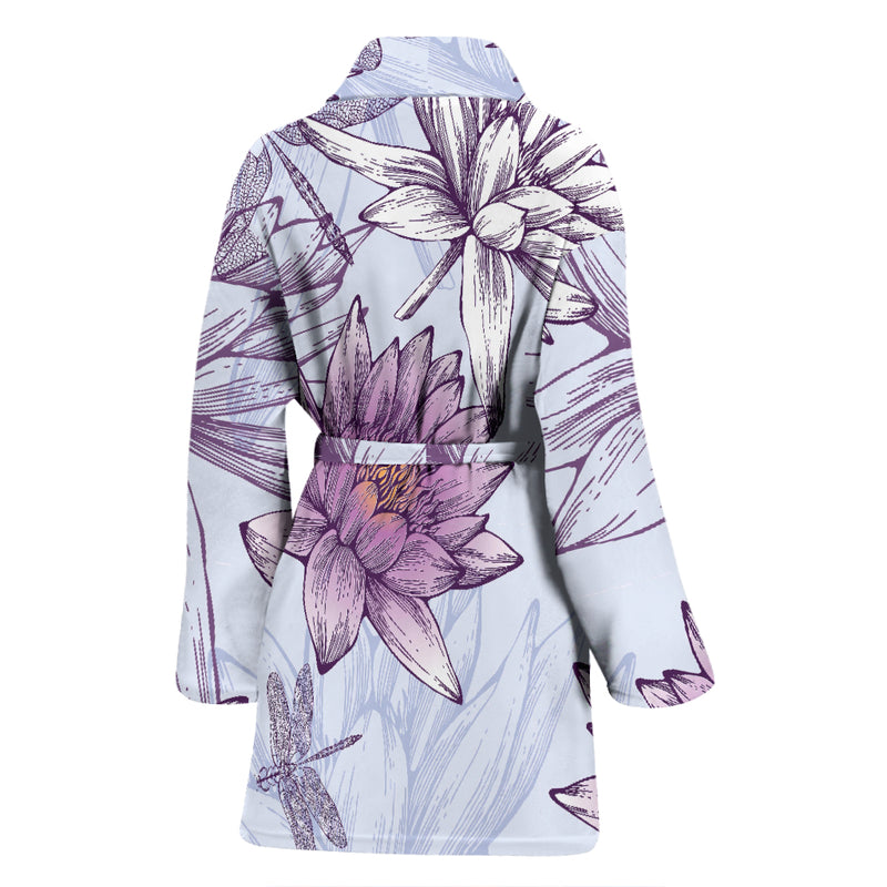 Water Lily Pattern Print Design WL01 Women Bathrobe