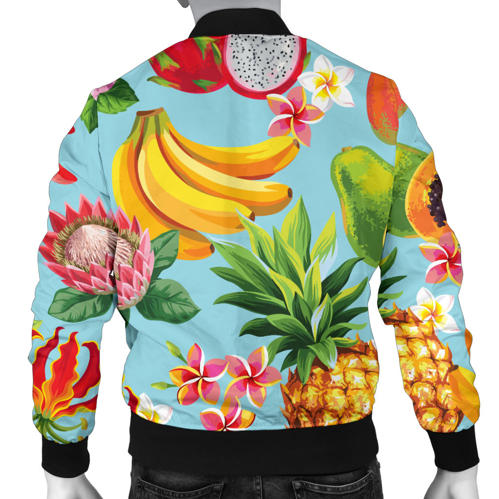 Tropical Fruits Pattern Print Design TF01 Men Bomber Jacket