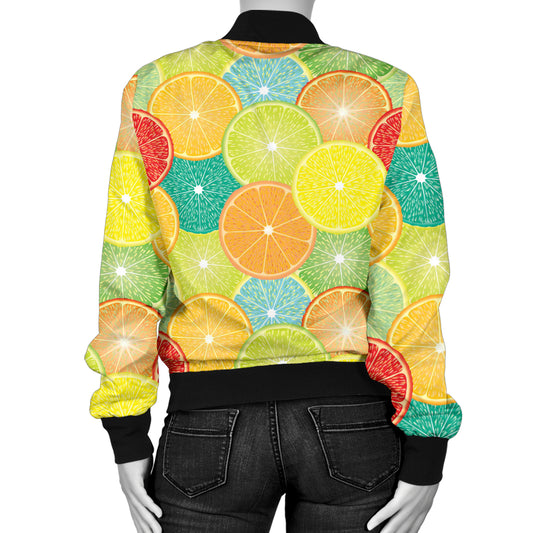 Citrus Pattern Print Design 01 Women's Bomber Jacket