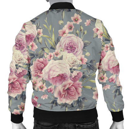 Peony Pattern Print Design PE05 Men Bomber Jacket