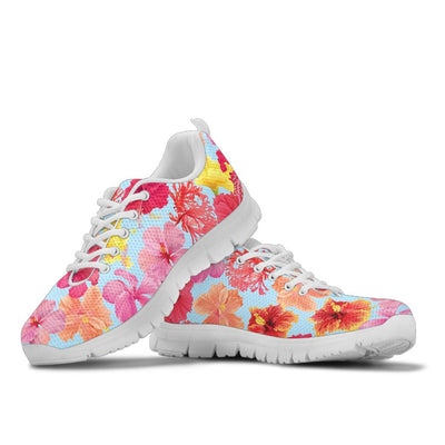 Hibiscus Pattern Print Design HB020 Sneakers White Bottom Shoes