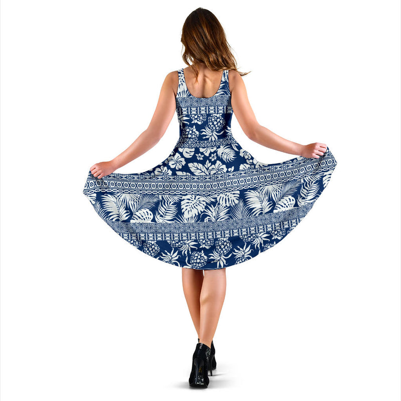 Hawaiian Themed Pattern Print Design H020 Midi Dress