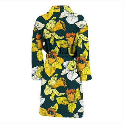 Daffodils Pattern Print Design DF02 Men Bathrobe