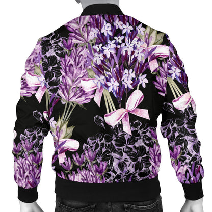 Lavender Pattern Print Design LV06 Men Bomber Jacket