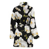 Orchid White Pattern Print Design OR011 Women Bathrobe