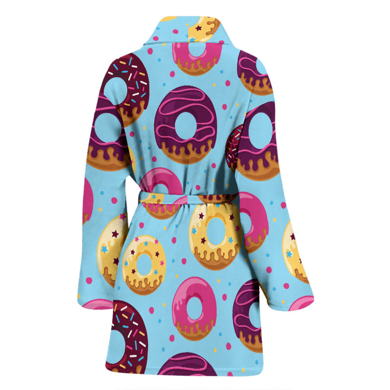 Donut Pattern Print Design DN07 Women Bathrobe