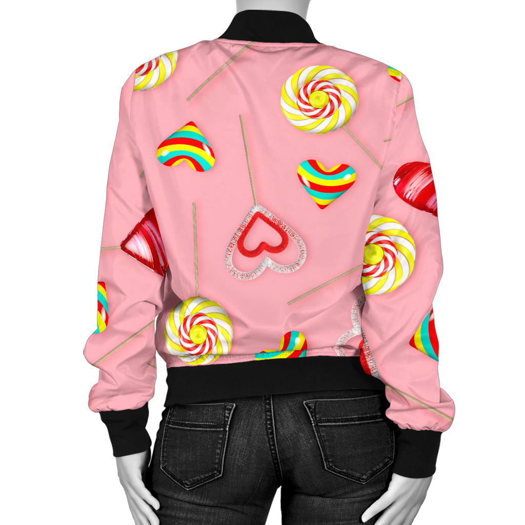 Lollipop Pattern Print Design LL05 Women Bomber Jacket