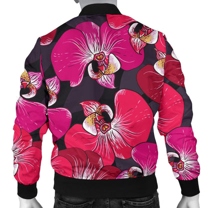 Orchid Red Pattern Print Design OR05 Men Bomber Jacket