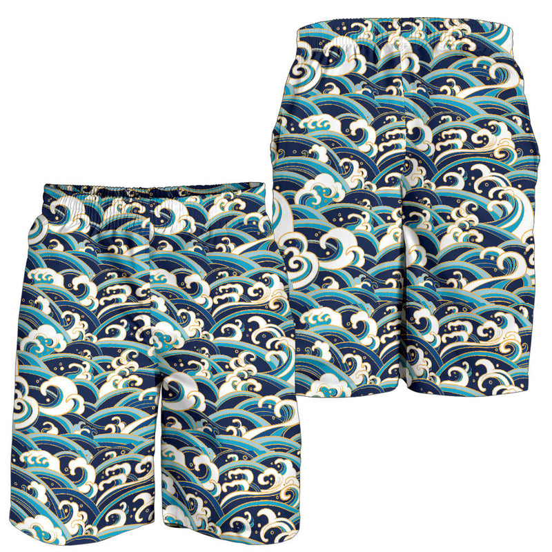 Surf Wave Pattern Mens Shorts