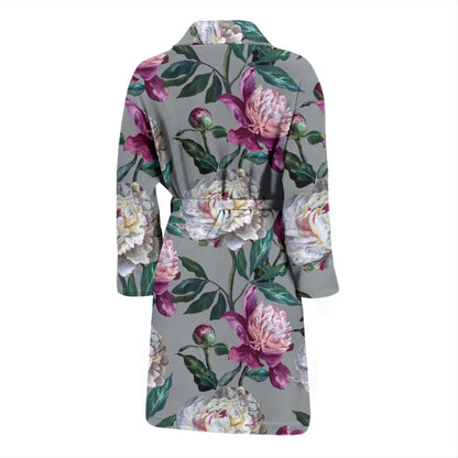 Peony Pattern Print Design PE01 Men Bathrobe