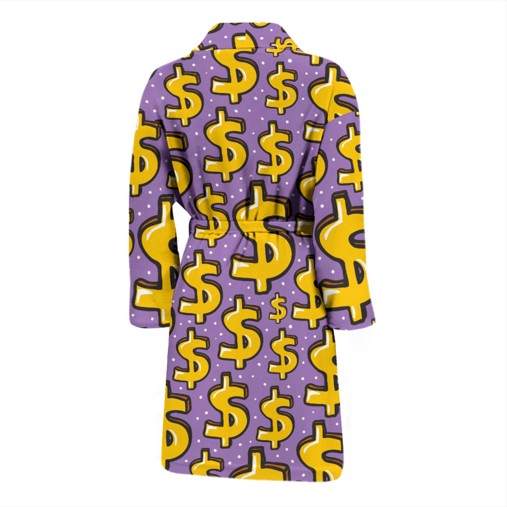 Dollar Pattern Print Design DO01 Men Bathrobe