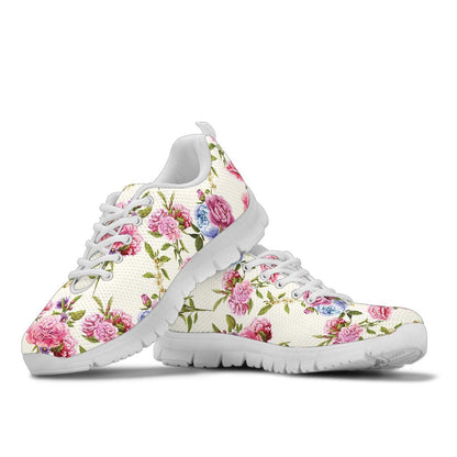 Carnations Pattern Print Design CN02 Sneakers White Bottom Shoes
