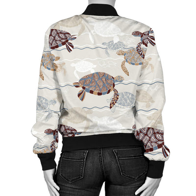 Sea Turtle Pattern Print Design T07 Women Bomber Jacket