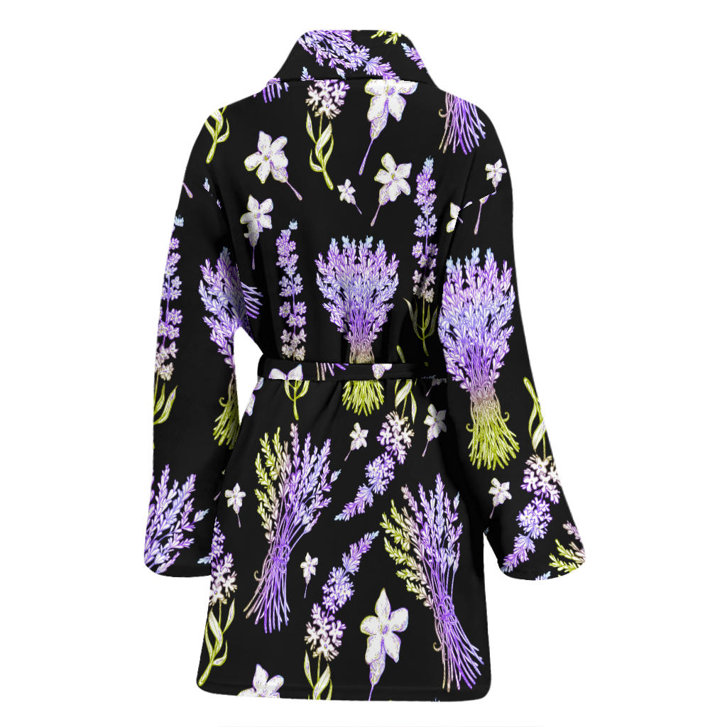 Lavender Pattern Print Design LV04 Women Bathrobe