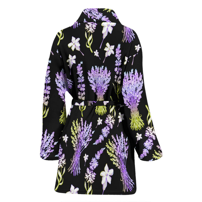 Lavender Pattern Print Design LV04 Women Bathrobe