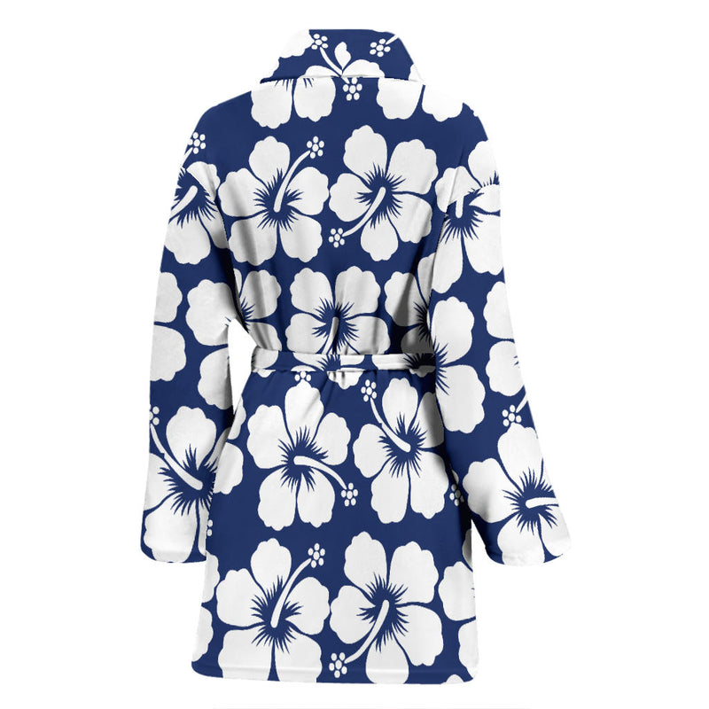 Hibiscus Pattern Print Design HB013 Women Bathrobe