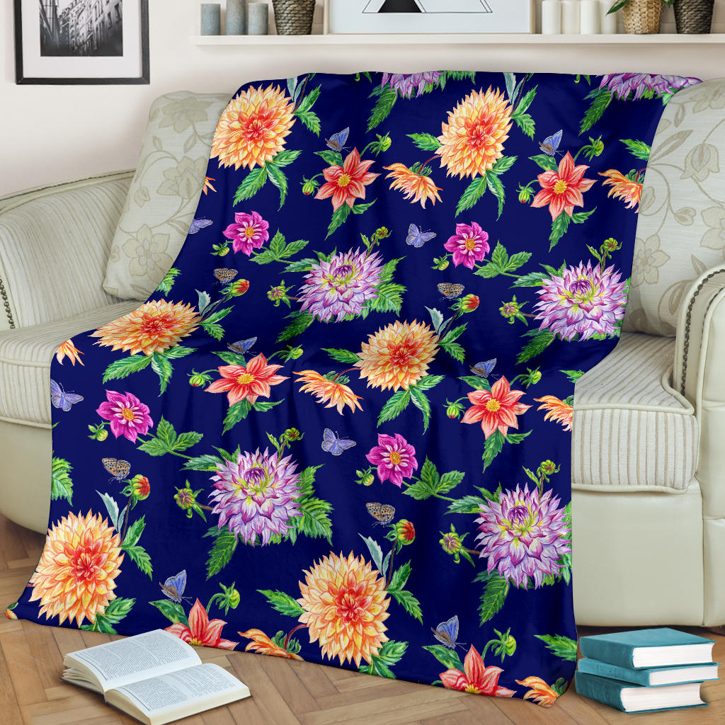 Dahlia Pattern Print Design DH010 Fleece Blanket