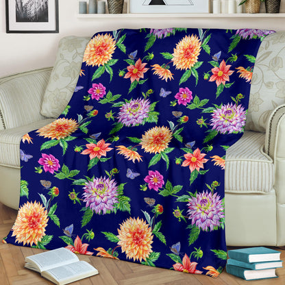 Dahlia Pattern Print Design DH010 Fleece Blanket